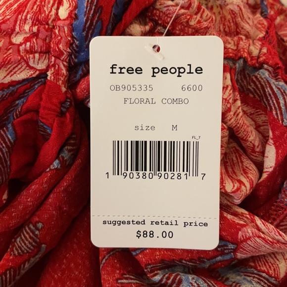 NWT Free People Floral Print Mini Red Dress - Picture 7 of 7